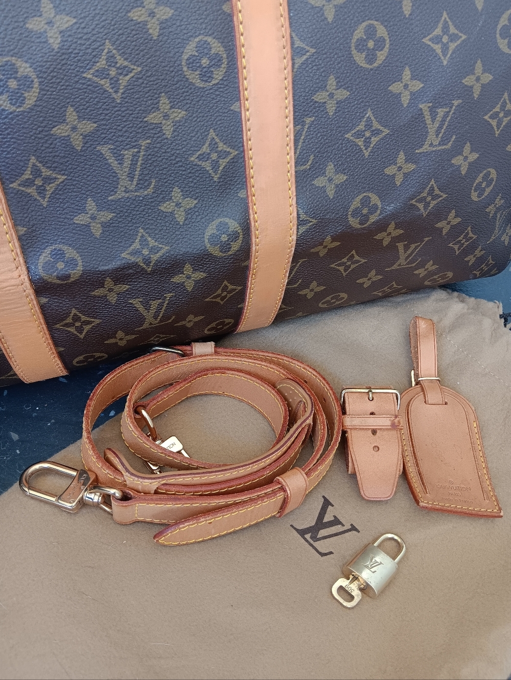 Louis Vuitton Keepall Bandouliere 55 Monogram Vintage 1990 Full Set ✨ - Picture 11 of 16